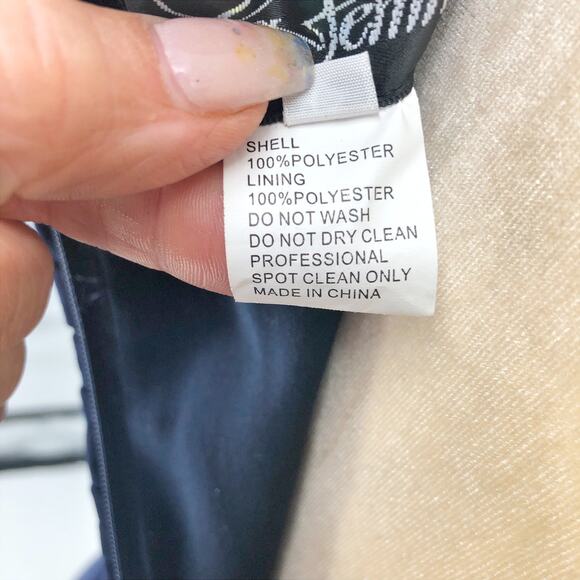 LA FEMME 29996 Column Gown Size 12 Navy Blue Ruched Jersey Formal Dress $348 - Picture 11 of 12